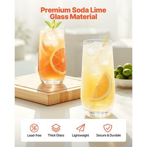Elegante Set di bicchieri in cristallo da 16 pezzi 8 pz 18.26Oz Highball 8 pz 11.5Oz bicchieri da Cocktail Wine da cucina - Product Image 3