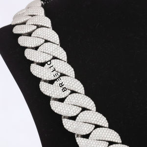925 <b>Solid</b> <b>Silver</b> Iced Out Cuban Link Chain <b>Silver</b> Mens Luxury Chain Lab Grown Heavy Bling Rapper Style Hip Hop Jewelry - Product Image 2
