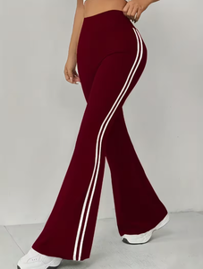 Pantalon de yoga micro-évasé color block tendance pour femme, bas de tenue de sport, pantalon de survêtement mode pour femme, pantalon évasé taille haute pour femme - Product Image 1