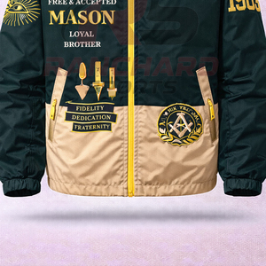Chaqueta Cortavientos Masónica Personalizada, 100% Algodón, Ligera, Impermeable, Ecológica, con Logotipo Masónico Bordado, Venta al Por Mayor, OEM - Product Image 2