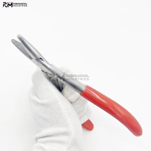 Alicates y cortador personalizados RMI de acero inoxidable plateado con punta de alicates y mango rojo claro - Product Image 5