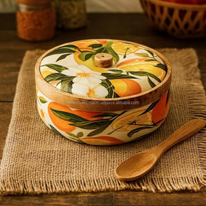 Boîte à chapati en bois avec couvercle, récipient de stockage traditionnel pour roti - Product Image 2