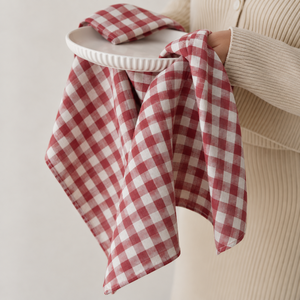 Woven Check Kitchen Linen <b>Hand</b> <b>Towel</b> with Hanging Loop Custom Print Easy Care Dish Drying Cloth - Product Image 1