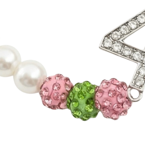 AKA Pearls Sparkle Number Bracelet สีขาว ชมพู เขียว คริสตัล สายรัดข้อมือประดับลูกปัด หมายเลขแบบกำหนดเอง ของขวัญเครื่องประดับสำหรับผู้หญิง - Product Image 5