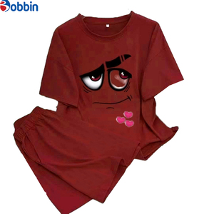Ensemble 2 pièces pour femme : T-shirt et short de survêtement imprimés, motif dessin animé mignon, tenue décontractée ample, personnalisable, nouvelle mode été - Product Image 5