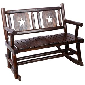 Sedia a dondolo doppia in carbonio per esterni, panca a dondolo in legno con seduta curva larga per 2 persone, per portico, giardino o patio - Product Image 1