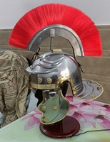 Casque de Centurion Romain en Acier Doux Plaqué Argent Fait Main avec Plume Rouge, Chevalier Médiéval, Reconstitutions Historiques, Halloween, Nouvel An