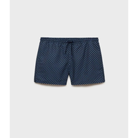 Short de bain pour hommes à imprimé géométrique, séchage rapide, taille élastique, longueur courte, tissu polyester, taille mi-haute avec poches