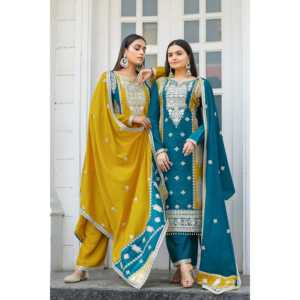 Top en soie et ensemble Plazzo Dupatta pour femme de créateur pour un look de fête - Product Image 6