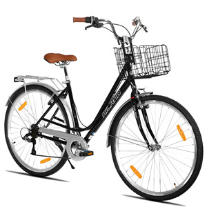 <span class=keywords><strong>Bicicleta</strong></span> Urbana JOYKIE HILAND para <span class=keywords><strong>Mujer</strong></span>, 7 Velocidades, Cuadro de Acero Hi-ten, Frenos V Delanteros y Traseros, Cuadro Bajo, Cesta Incluida - Product Image 1