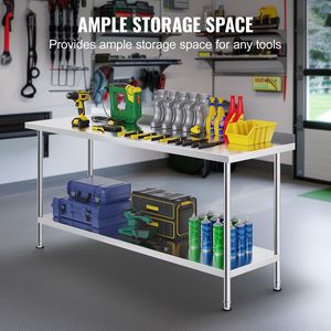 Mesa de Trabajo Comercial de Acero Inoxidable de Alta Resistencia de 24 x 72 x 36 Pulgadas, Mesa de Preparación de Alimentos de 72 Pulgadas, Mesa de Trabajo Metálica de 24 Pulgadas - Product Image 6