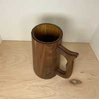 Mug à café Viking de luxe, design classique, avec poignée, en bois de teck vintage, double paroi, écologique, compatible micro-ondes, outils de bar