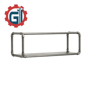 Estante Flotante Moderno de Tubo de Acero con Diseño Rústico - Product Image 1