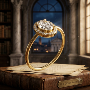 Bague solitaire ovale en or jaune de luxe pour femme, élégante, pour fiançailles, mariage, anniversaire, bijou de mode, cadeau - Product Image 1