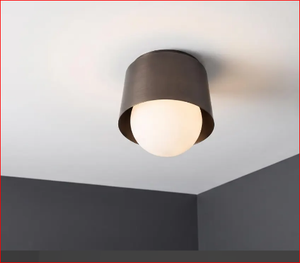 Handmade Brass <b>Globe</b> Flush Mount Ceiling <b>Light</b>, Minimalist Contemporary Fixture - Product Image 2