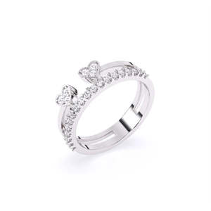 Bague de fiançailles romantique en or jaune, blanc et rose 9 carats avec diamant de laboratoire rond en forme de cœur de 0,32 ct, cadeau d'anniversaire - Product Image 3