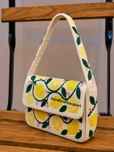 Sac à bandoulière de luxe fait main orné de perles de citron, tendance, portable, pour femme, de créateur |   Boutique haut de gamme, solide, sûr, écologique - Product Image 3
