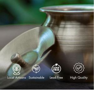 Pure Brass Ghee Pot with Lid & Spoon 350 ML Traditional Matte Finish Brass Container with Tin Coating Ideal for Ghee - Product Image 5