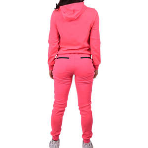 Ensemble de survêtement en molleton technique pour femme, couleur rose néon, 2 pièces, sweat-shirt à capuche à fermeture éclair à manches longues et pantalon de survêtement - Product Image 3