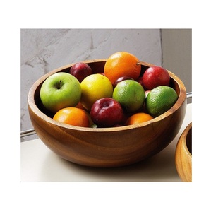 Bol en bois traditionnel, finition naturelle, plat de service pour fruits, fruits secs, salades, desserts, cuisine, salle à manger, décoration de la maison - Product Image 4