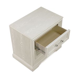 Bellissimo stile di transizione 1 pz comodino a 2 cassetti bianco finitura crema in legno casa camera da letto mobili - Product Image 3