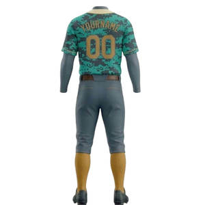 Ensemble d'uniformes de baseball personnalisés pour hommes, maillot camouflage à manches courtes, respirant, en polyester, pour toutes les saisons, vêtements d'équipe avec fermeture à boucle - Product Image 3