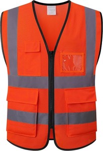 High Visibility Reflective Safety Work Vest Zip Up Multi Pocket <b>Pink</b> Unisex <b>Hi</b> <b>Vis</b> Workwear - Product Image 5
