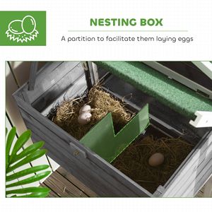 Pollaio in Legno Grigio con Aiuola Rialzata, Area di Recinzione e Nido - Gabbia per Animali da Esterno con Vassoio Rimovibile - Product Image 6