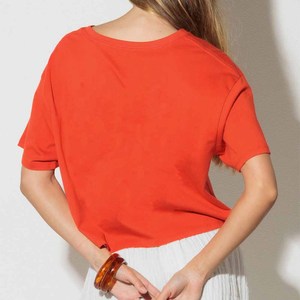<b>Women</b> Crop Top Solid Color <b>Short</b> <b>Sleeve</b> O-Neck Loose Fit Casual T-<b>Shirt</b> Spring Summer Knitted Cotton Breathable <b>White</b> Long Skirt - Product Image 5