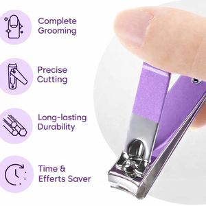 Kit de Manicura y Pedicura Profesional de 30 Piezas, Juego de Cuidado de Uñas de Acero Inoxidable Morado, Herramientas Completas de Aseo con Estuche de Viaje - Product Image 6