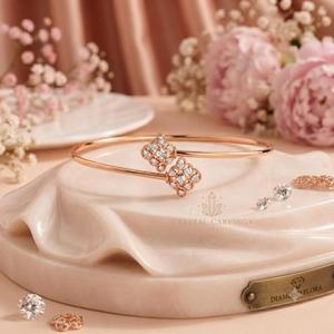 Open Cuff Bangle Bracelet 925 Sterling Silver Rose Gold Plated Floral <b>Cluster</b> Dainty Jewelry Wholesale OEM ODM Manufacturer - Product Image 5