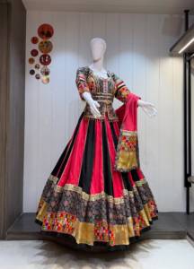 Traditional Indian Pakistani <b>Women</b> <b>Lehenga</b> Choli Embroidered Floor-Length Loose Fit Wedding Wear Cotton Stretchable - Product Image 2