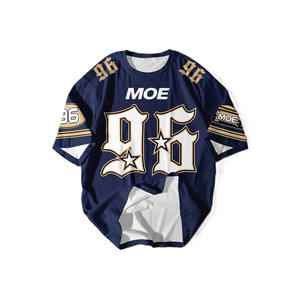 Camiseta de Fútbol Americano Personalizada con Número Dorado, Uniforme de Equipo Transpirable de Poliéster, Manga con Doble Raya, Fabricante OEM - Product Image 4