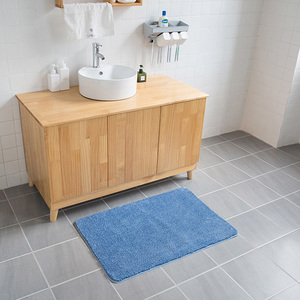 Minimalist Rectangle Chenille Bath Mat Solid Color With <b>Rubber</b> Backing Anti Slip For Bathroom <b>Floor</b> - Product Image 2