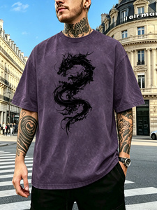 เสื้อยืดคอกลมลำลองสำหรับผู้ชายและเด็กผู้ชาย ลุคทำสีซีดแบบ Distressed Wash สไตล์สตรีทแฟชั่นสวมใส่สบายๆ สำหรับทุกวัน - Product Image 1