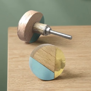 Modernos tiradores y pomos de gabinete con rayas de latón, madera y cuerno de hueso turquesa para cocina, dormitorio, armario y cajones de tocador - Product Image 1