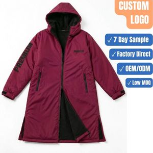 Veste longue imperméable à capuche entièrement zippée avec doublure en sherpa, logo personnalisé, pour sports nautiques, vente en gros OEM - Product Image 1