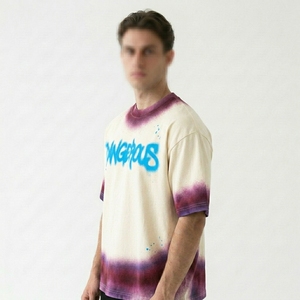 Premium Men's Airbrush <b>Spray</b> Dye T-Shirt Custom Graffiti Font Print Heavyweight Cotton Tee Blanks Wholesale - Product Image 3
