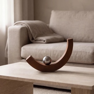 Urne funéraire Orbit en métal courbé en forme de vague avec sphère décorative, finition rouille, récipient pour cendres de crémation pour décoration commémorative - Product Image 2