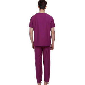 Ensemble de blouses médicales pour hommes, haut à manches courtes et col en V avec poches, pantalon droit, uniformes d'hôpital, mélange coton et polyester - Product Image 3