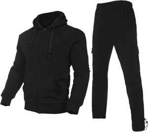 Ensemble survêtement homme gris avec logo personnalisé, sweat à capuche et pantalon de jogging noir, patch en caoutchouc gaufré, vente en gros, fabricant OEM de vêtements de sport en molleton - Product Image 6
