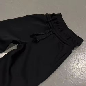 Pantalones de chándal de algodón grueso de cintura alta para hombre, de punto, de pierna ancha, acampanados, casuales, largos, con doble cintura, holgados - Product Image 3