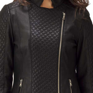 Chaqueta Bomber de Cuero Genuino y Lana con Paneles Acolchados, Cierre Asimétrico, Color Personalizado, Calidad Premium, OEM ODM - Product Image 3