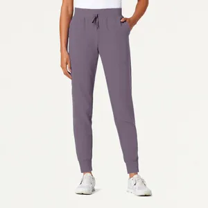 Custom Womens Olive Green Medical <b>Scrub</b> Pants Elastic Knit Waist Drawstring <b>Jogger</b> Trousers Wholesale - Product Image 2
