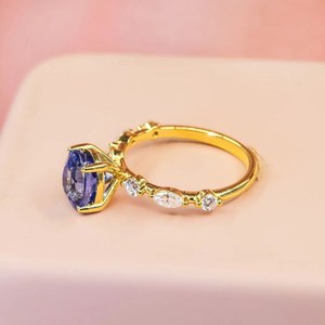 Minimalist <b>Blue</b> Sapphire Gemstone <b>Ring</b> 925 Sterling Silver <b>Ring</b> For Women's - Product Image 3