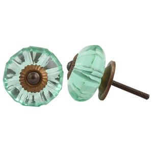 Handmade Glass Cabinet <b>Knobs</b> Melon Drawer <b>Knobs</b> Mint Marigold Flower Glass <b>Dresser</b> <b>Knob</b> Wholesale GFK-86 - Product Image 1