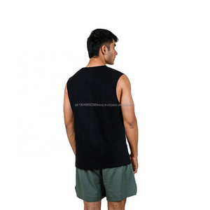 Débardeur sans manches respirant avec logo personnalisé pour hommes, t-shirt de sport noir, séchage rapide, évacuation de la transpiration, vêtements de sport pour hommes, fournisseur à faible MOQ - Product Image 3