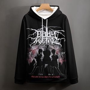 Sudadera con Capucha Sublimada 2026, Diseño Gótico Negro, Corte Regular para Hombre, Sudadera de Algodón Tejido, Logotipo Frontal, Estilo Otoñal - Product Image 2