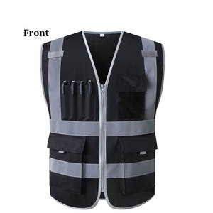 Chaleco reflectante de seguridad, chaleco de construcción, ropa de seguridad, chaleco de trabajo, chaleco negro con múltiples bolsillos - Product Image 1