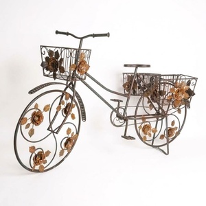Support à plantes circulaire vintage en fer forgé, 1 niveau, revêtement époxy, support de pot de fleurs de luxe vintage pour décoration de jardin extérieur - Product Image 1